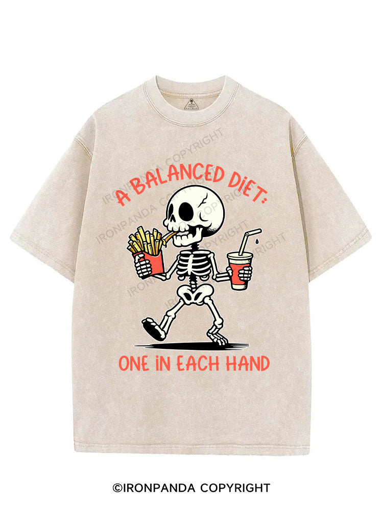 A BALANCED DIET ONE IN EACH HAND VINTAGE GYM SHIRT