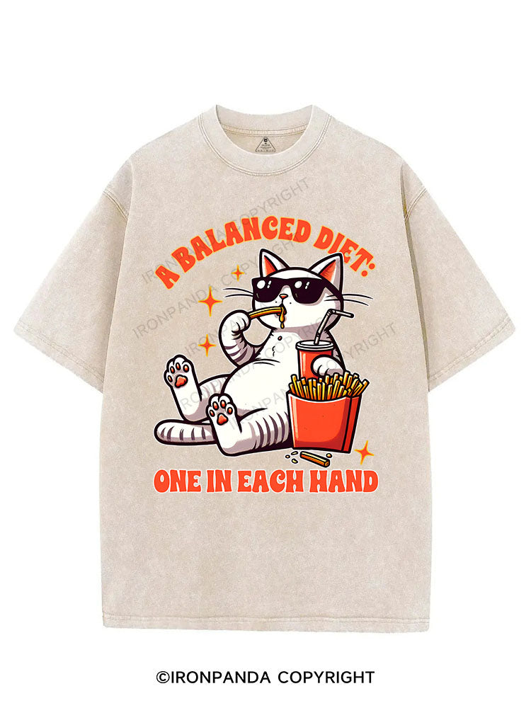 A BALANCED DIET ONE IN EACH HAND VINTAGE GYM SHIRT