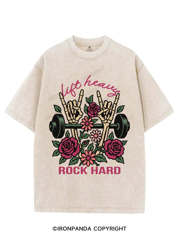 LIFT HEAVY ROCK HARD  VINTAGE GYM SHIRT