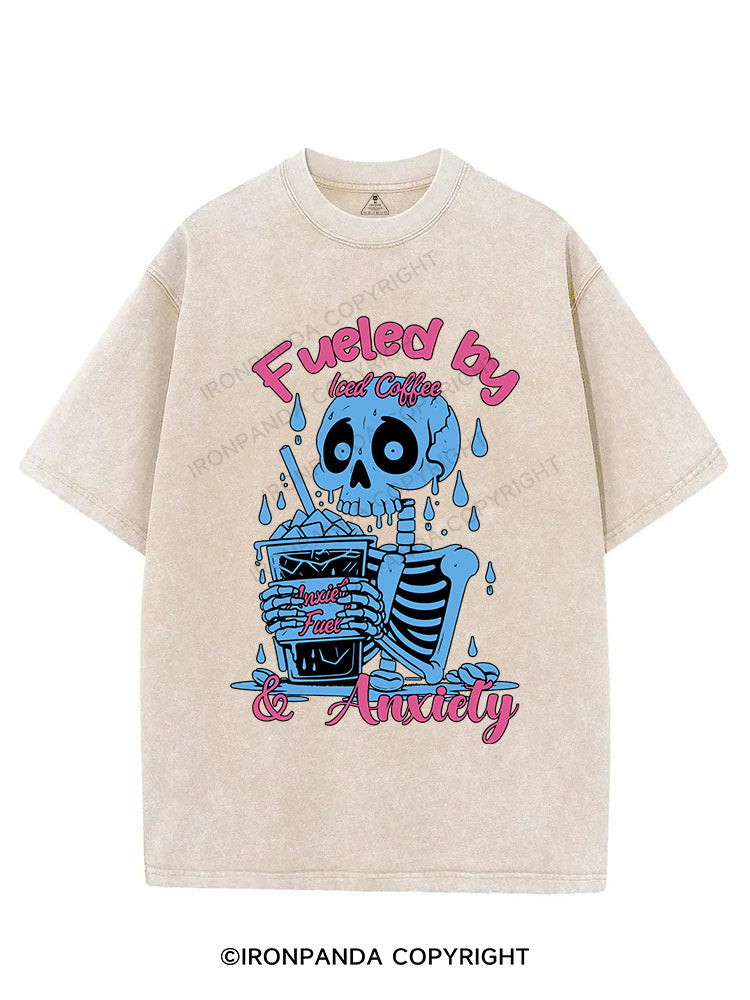 FUELED BY ICED COFFEE & ANXIETY VINTAGE GYM SHIRT