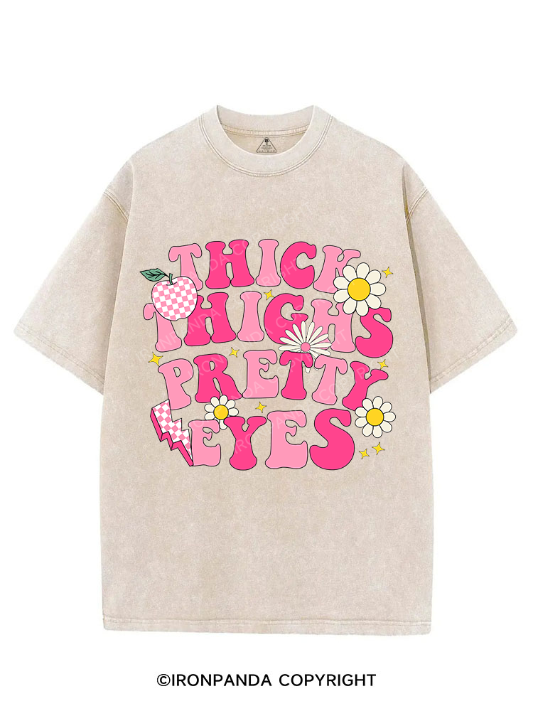 THICK THIGHS PRETTY EYES VINTAGE GYM SHIRT
