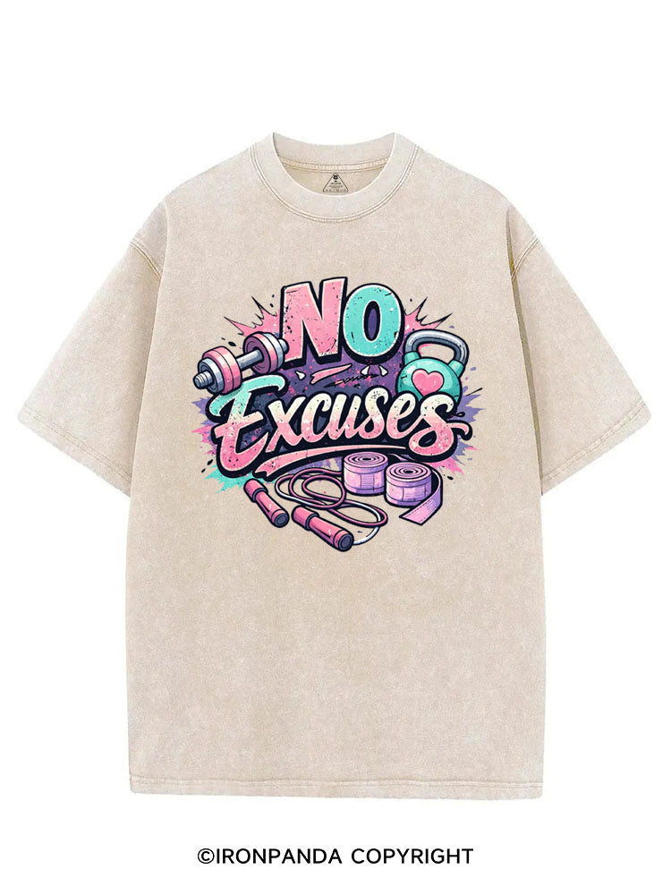 NO EXCUSES FUNNY FITNESS VINTAGE GYM SHIRT