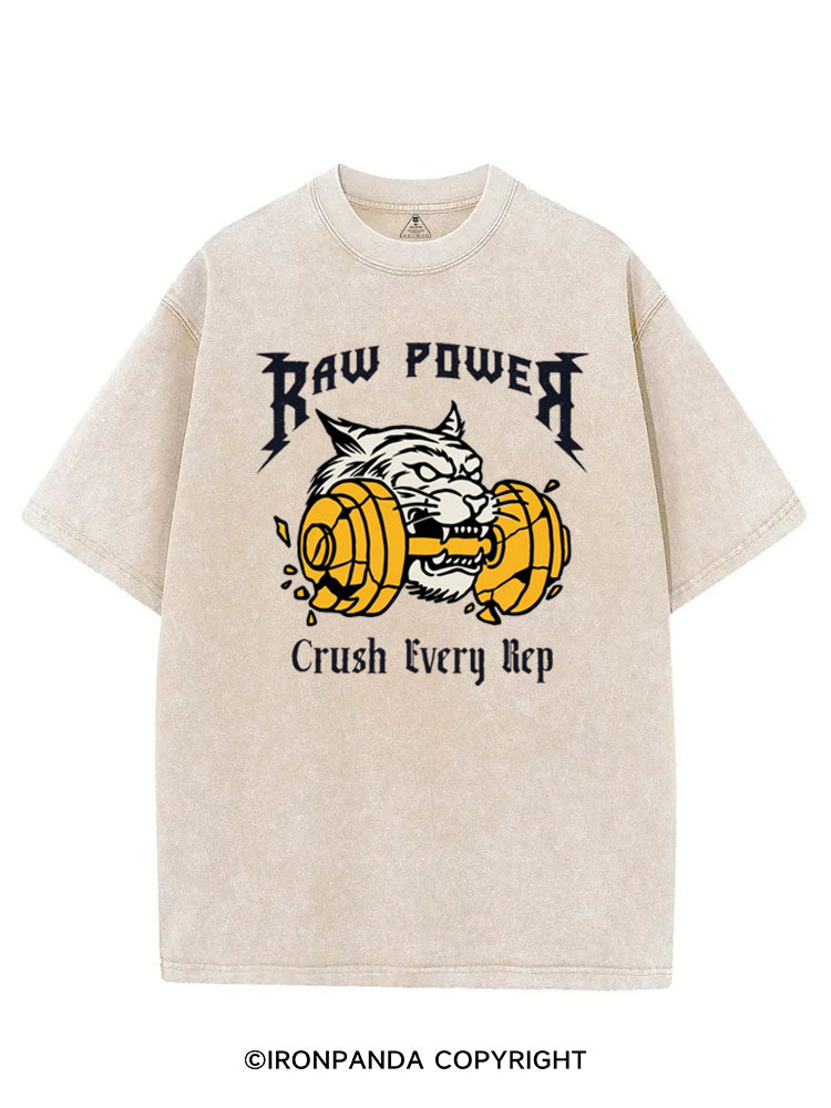RAW POWER CRUSH EVERY REP TIGER VINTAGE GYM SHIRT