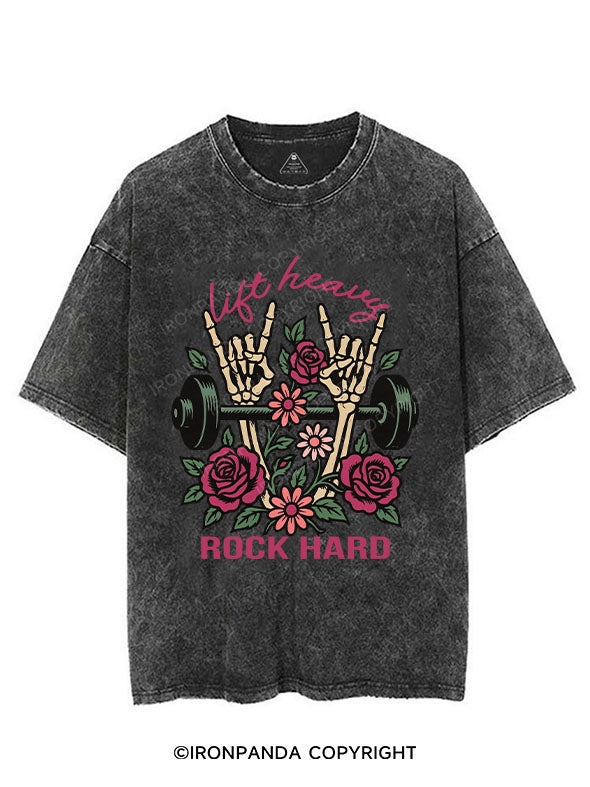 LIFT HEAVY ROCK HARD  VINTAGE GYM SHIRT