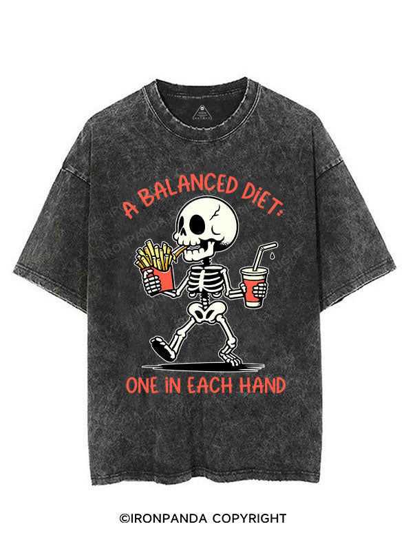A BALANCED DIET ONE IN EACH HAND VINTAGE GYM SHIRT