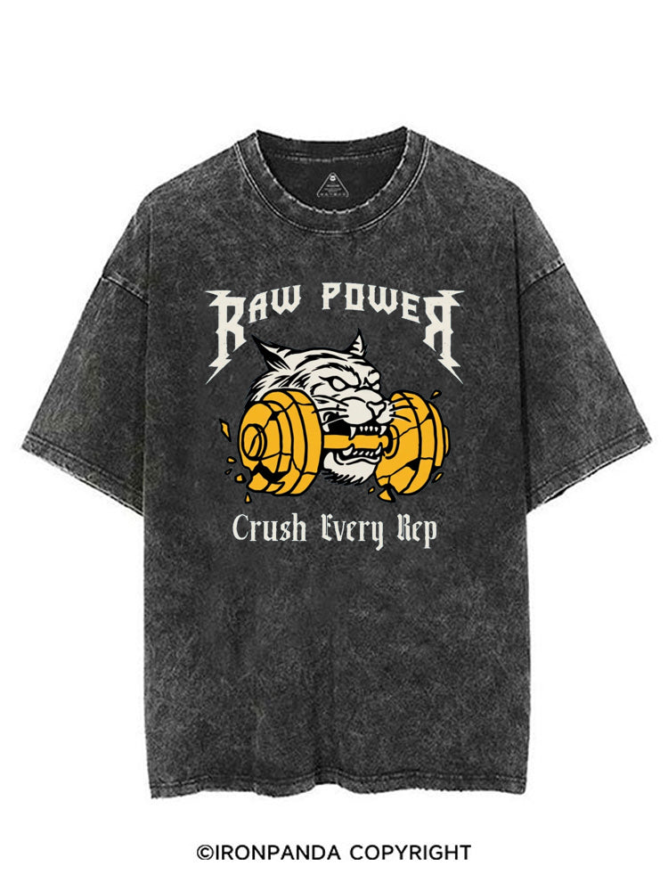 RAW POWER CRUSH EVERY REP TIGER VINTAGE GYM SHIRT