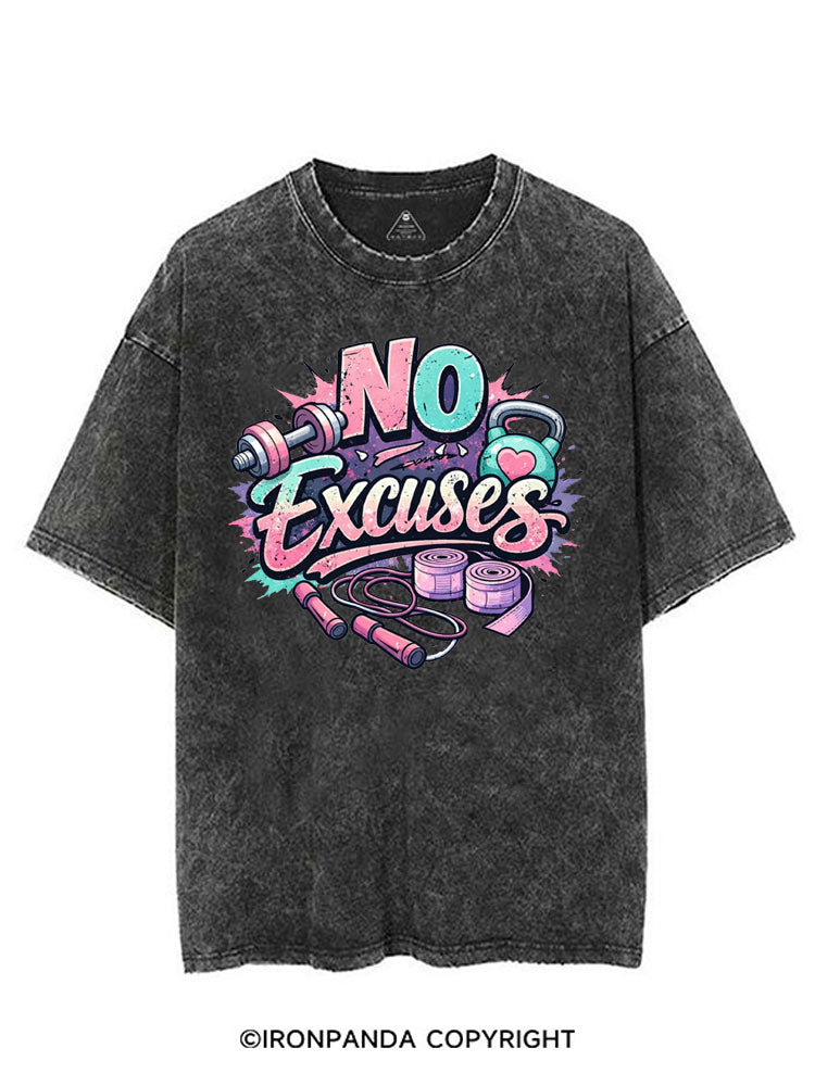 NO EXCUSES FUNNY FITNESS VINTAGE GYM SHIRT