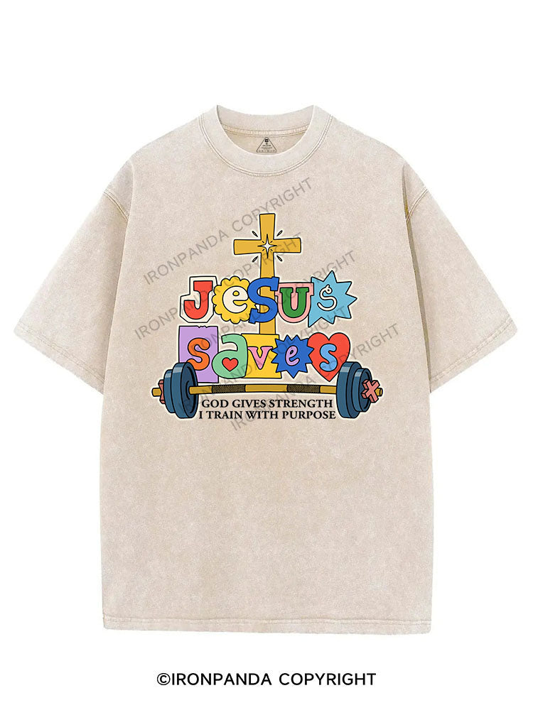 Jesus Saves VINTAGE GYM SHIRT