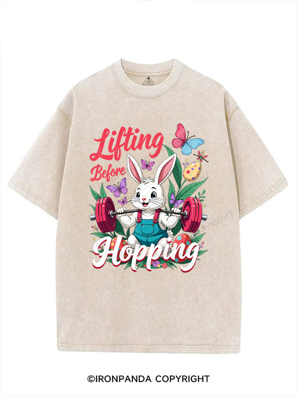 Lifting Before Hopping VINTAGE GYM SHIRT