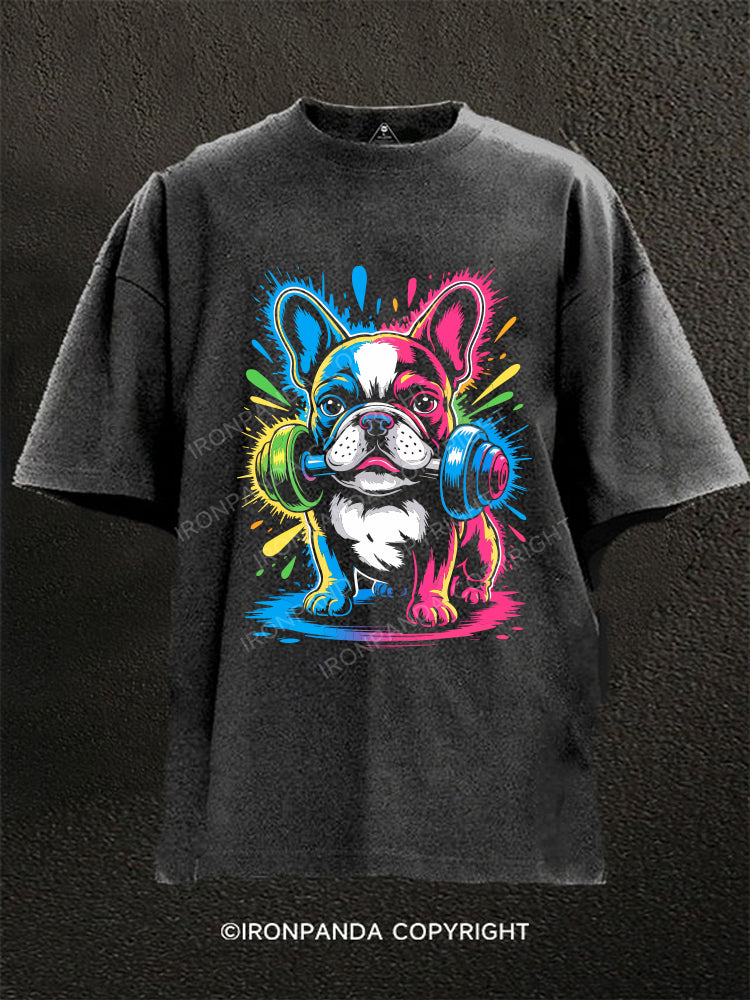 Graffiti bulldog Washed Gym Shirt