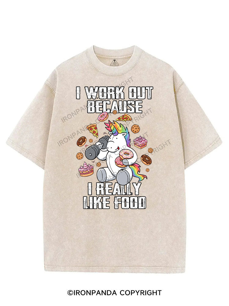 I WORK OUT BECAUSE I REALLY LIKE FOOD VINTAGE GYM SHIRT