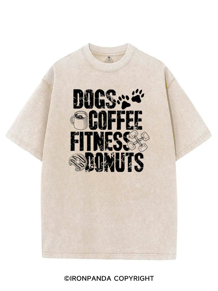 DOGS COFFEE FITNESS DONUTS VINTAGE GYM SHIRT