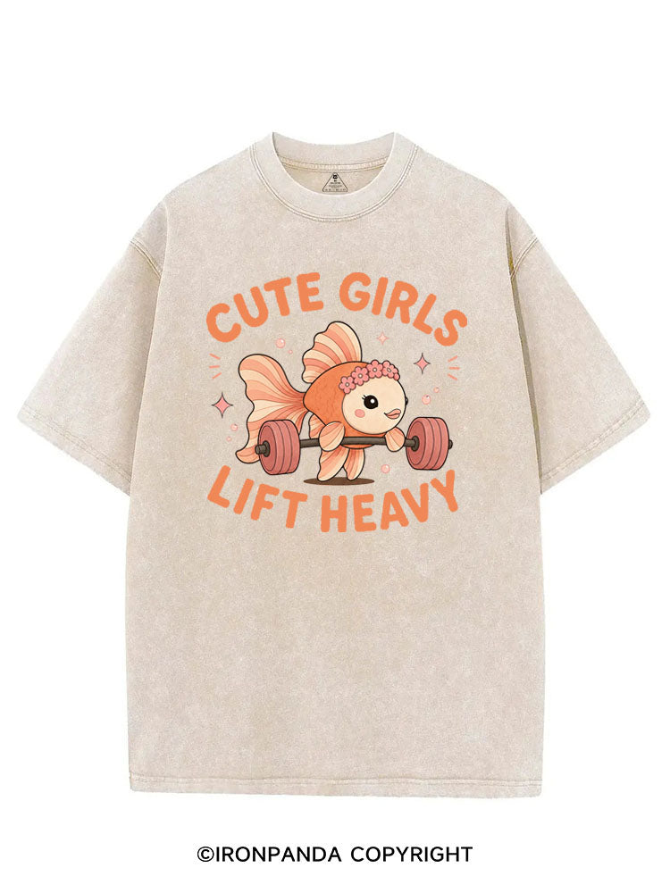 CUTE GIRLS LIFT HEAVY FISH VINTAGE GYM SHIRT
