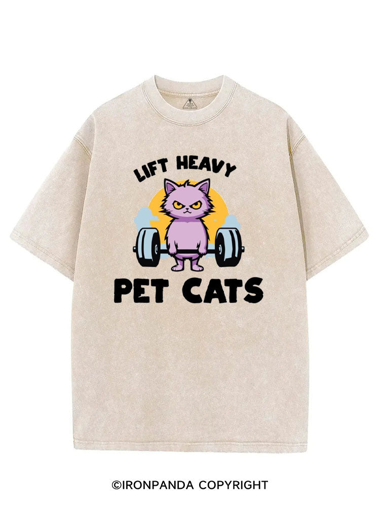 LIFT HEAVY PET CATS FUNNY VINTAGE GYM SHIRT
