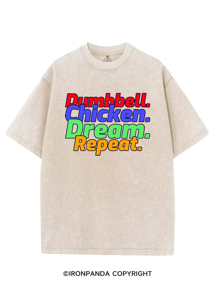 DUMBBELL CHICKEN DREAM REPEAT VINTAGE GYM SHIRT