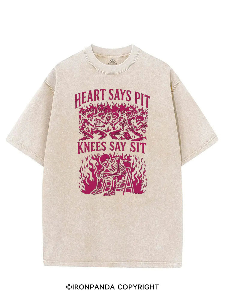 HEART SAYS PIT KNEES SAY SIT VINTAGE GYM SHIRT