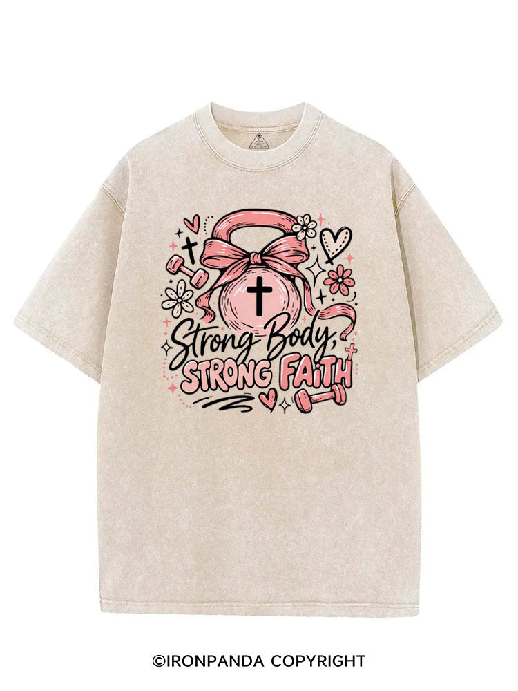 STRONG BODY, STRONG FAITH JESUS VINTAGE GYM SHIRT