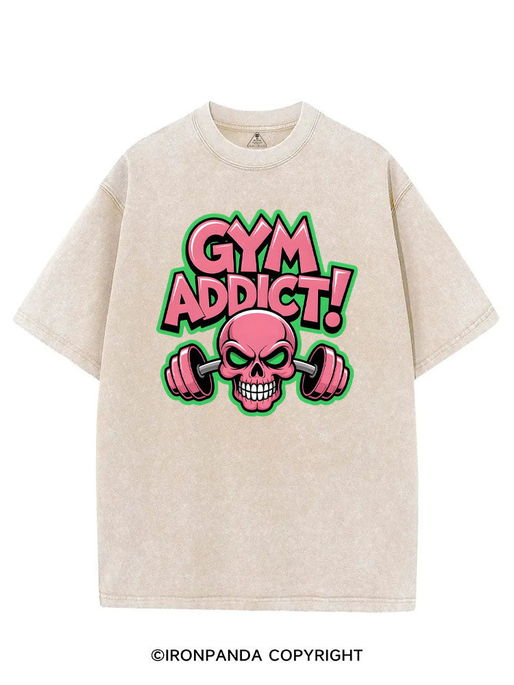 GYM ADDICT! SKULL VINTAGE GYM SHIRT