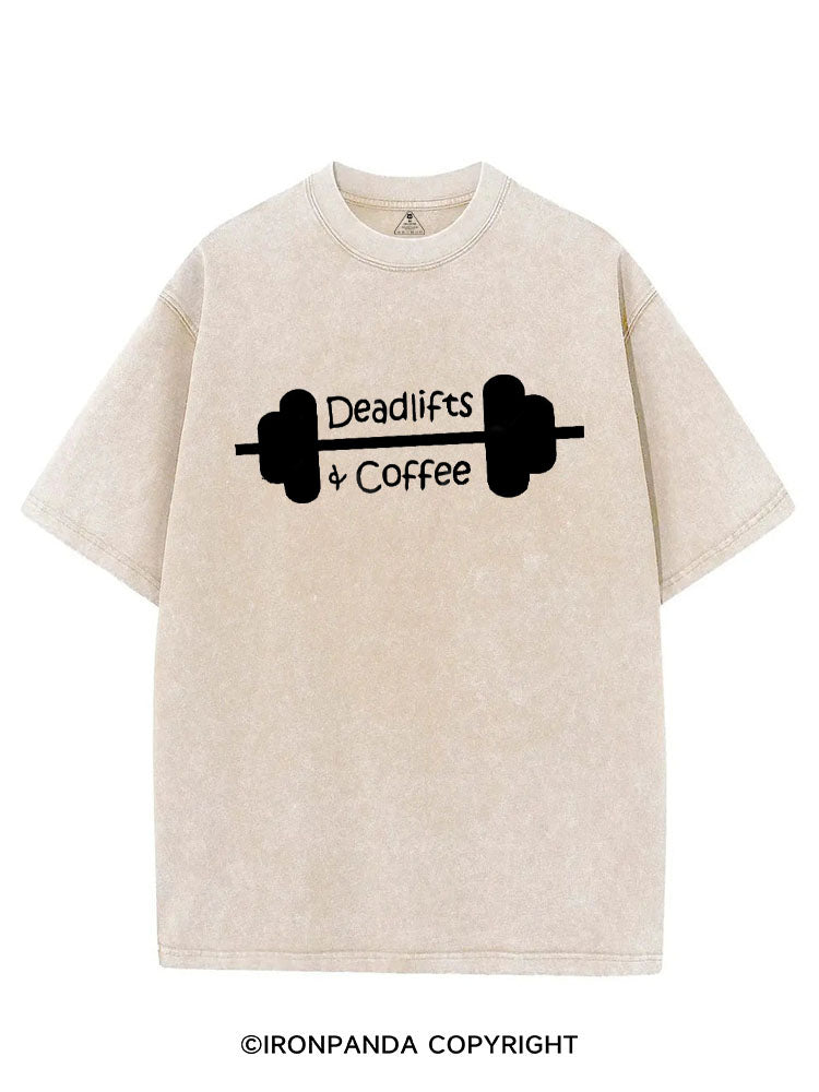 DEADLIFTS & COFFEE WORKOUT VINTAGE GYM SHIRT