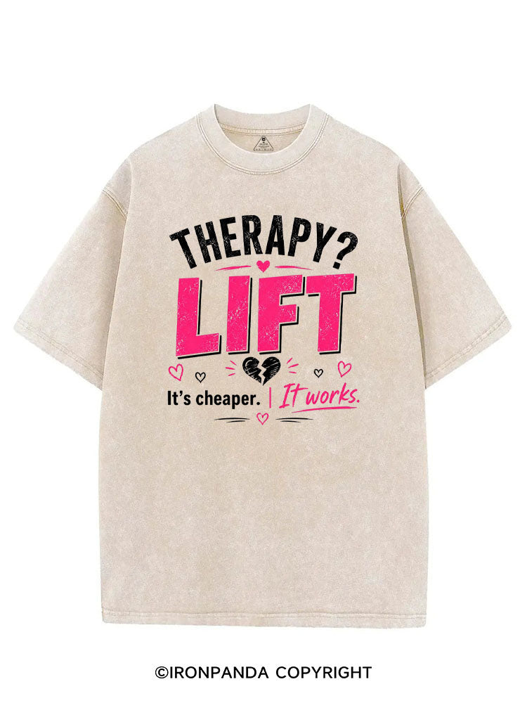 THERAPY? LIFT IT'S CHEAPER IT WORKS VINTAGE GYM SHIRT