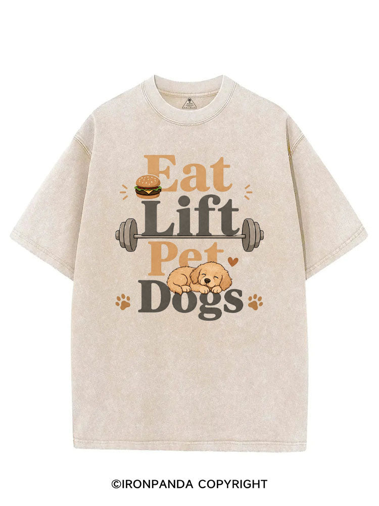 EAT LIFT PET DOGS WORKOUT VINTAGE GYM SHIRT