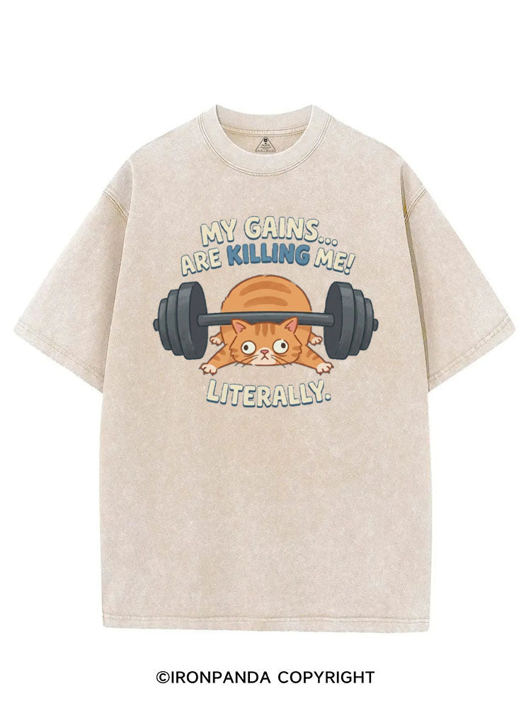 MY GAINS ARE KILLING ME! LITERALLY. VINTAGE GYM SHIRT
