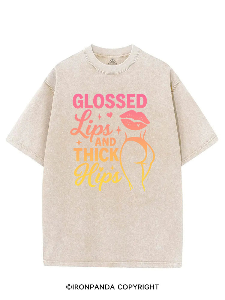 GLOSSED LIPS AND THICK HIPS VINTAGE GYM SHIRT