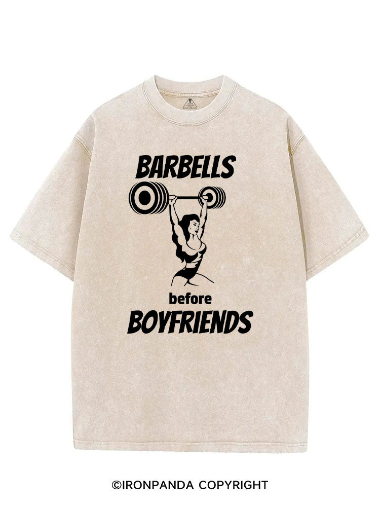BARBELLS BEFORE BOYFRIENDS VINTAGE GYM SHIRT
