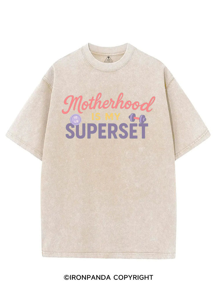 MOTHERHOOD IS MY SUPERSET VINTAGE GYM SHIRT