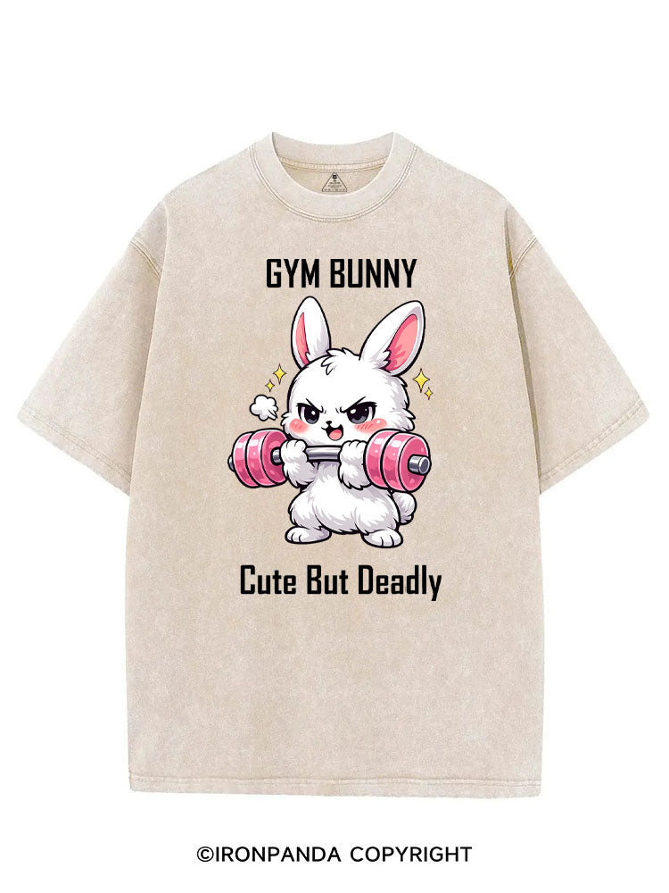 GYM BUNNY CUTE BUT DEADLY VINTAGE GYM SHIRT