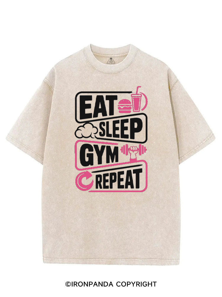 EAT SLEEP GYM REPEAT VINTAGE GYM SHIRT