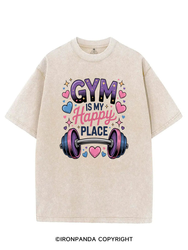 GYM IS MY HAPPY PLACE VINTAGE GYM SHIRT