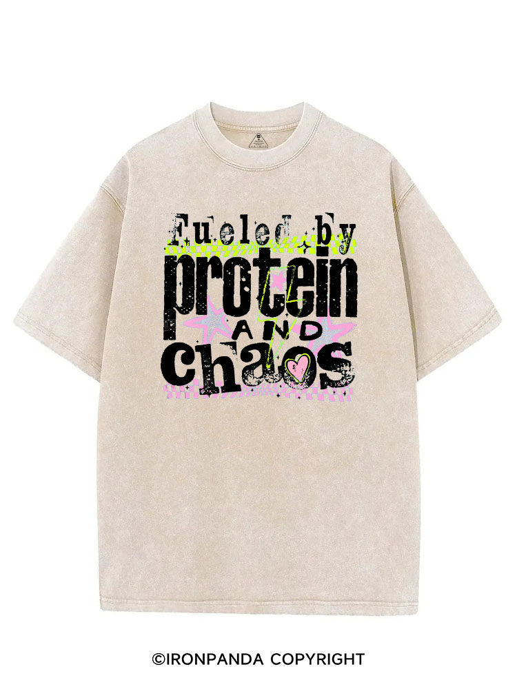 FUELED BY PROTEIN AND CHAOS VINTAGE GYM SHIRT