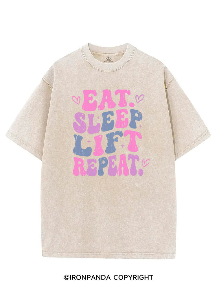 EAT SLEEP LIFT REPEAT VINTAGE GYM SHIRT