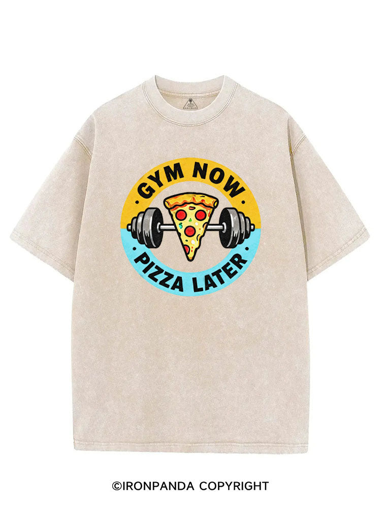 GYM NOW PIZZA LATER VINTAGE GYM SHIRT