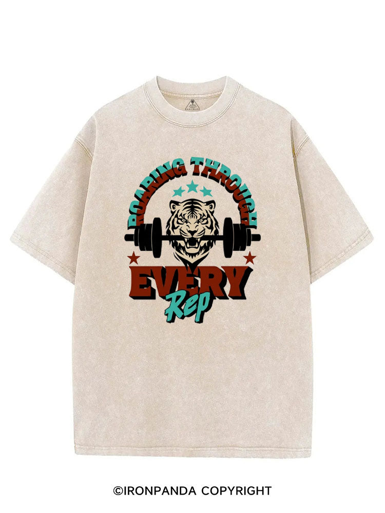ROARING THROUGH EVERY REP VINTAGE GYM SHIRT