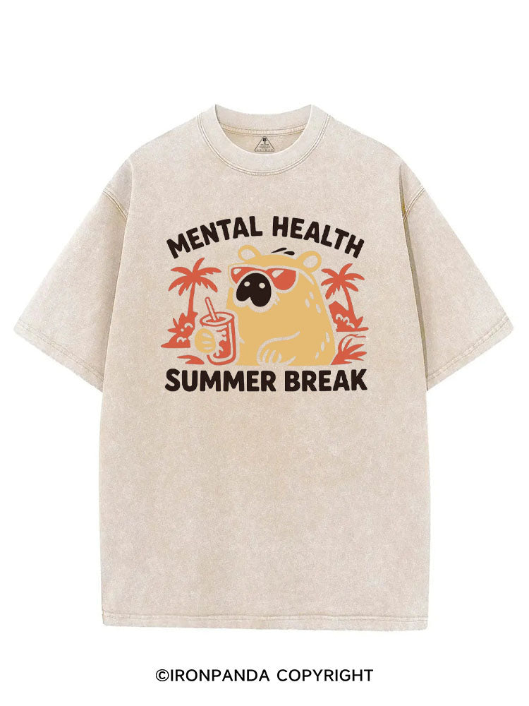 MENTAL HEALTH SUMMER BREAK CAPYBARA VINTAGE GYM SHIRT