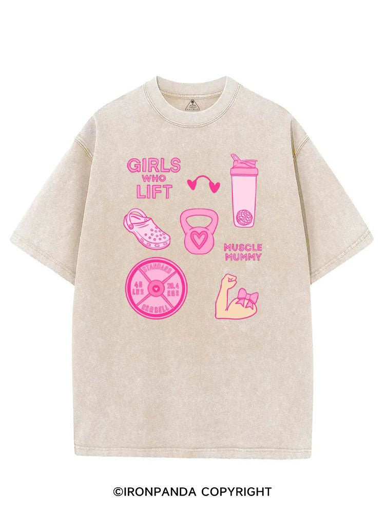 GIRLS WHO LIFT PINK GYM STYLE VINTAGE GYM SHIRT