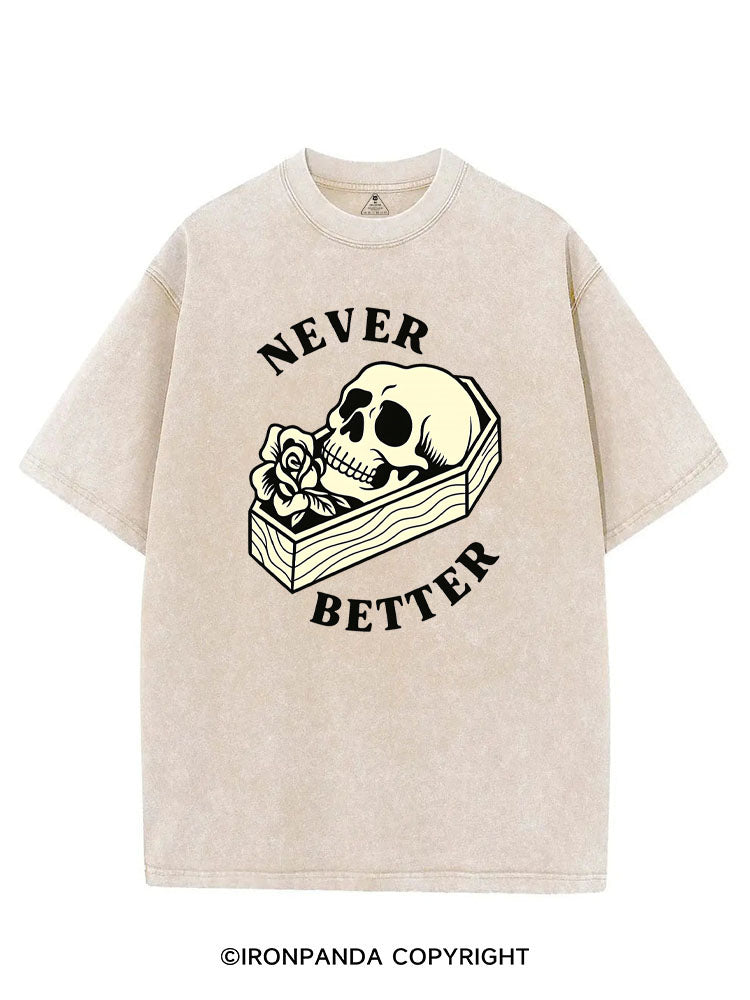 NEVER BETTER GYM SKELETON VINTAGE GYM SHIRT