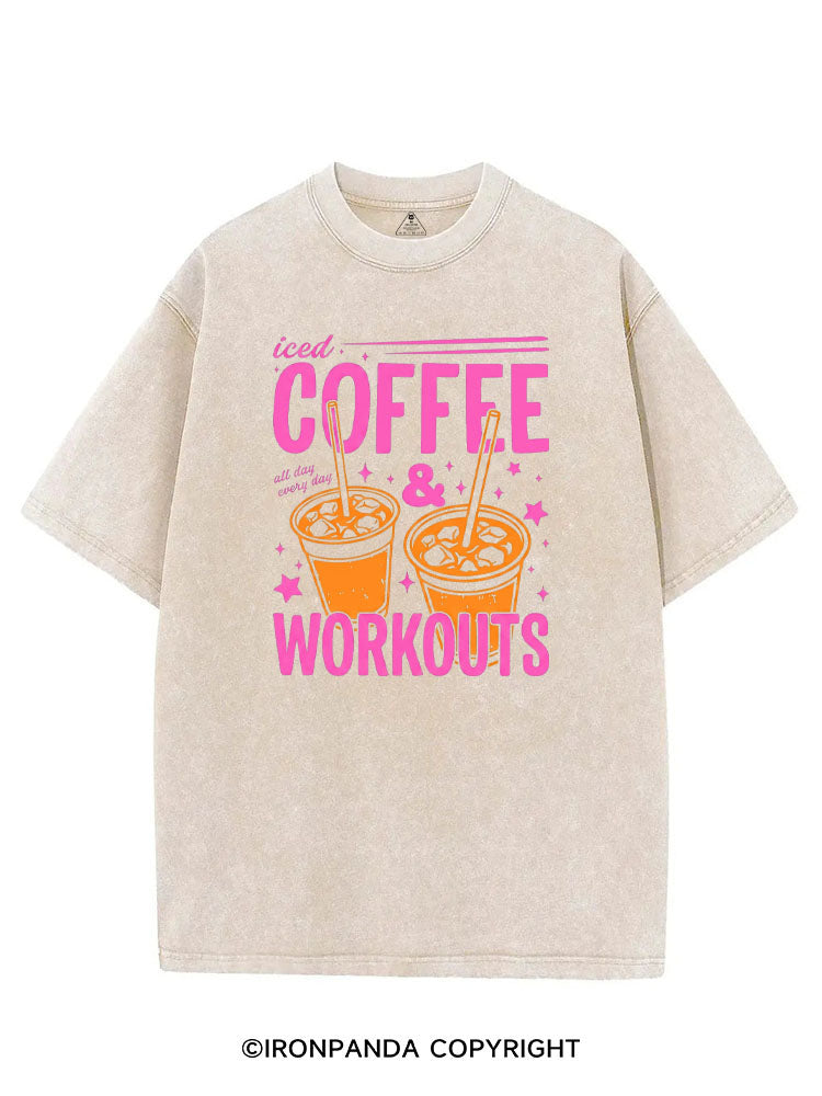 ICED COFFEE & WORKOUTS VINTAGE GYM SHIRT