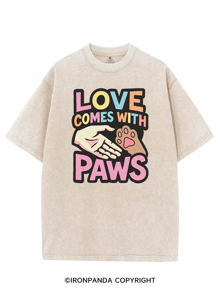 LOVE COMES WITH PAWS VINTAGE GYM SHIRT