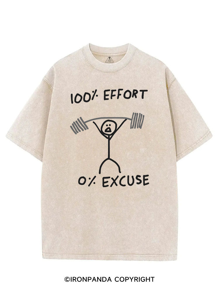 100% EFFORT 0% EXCUSE VINTAGE GYM SHIRT
