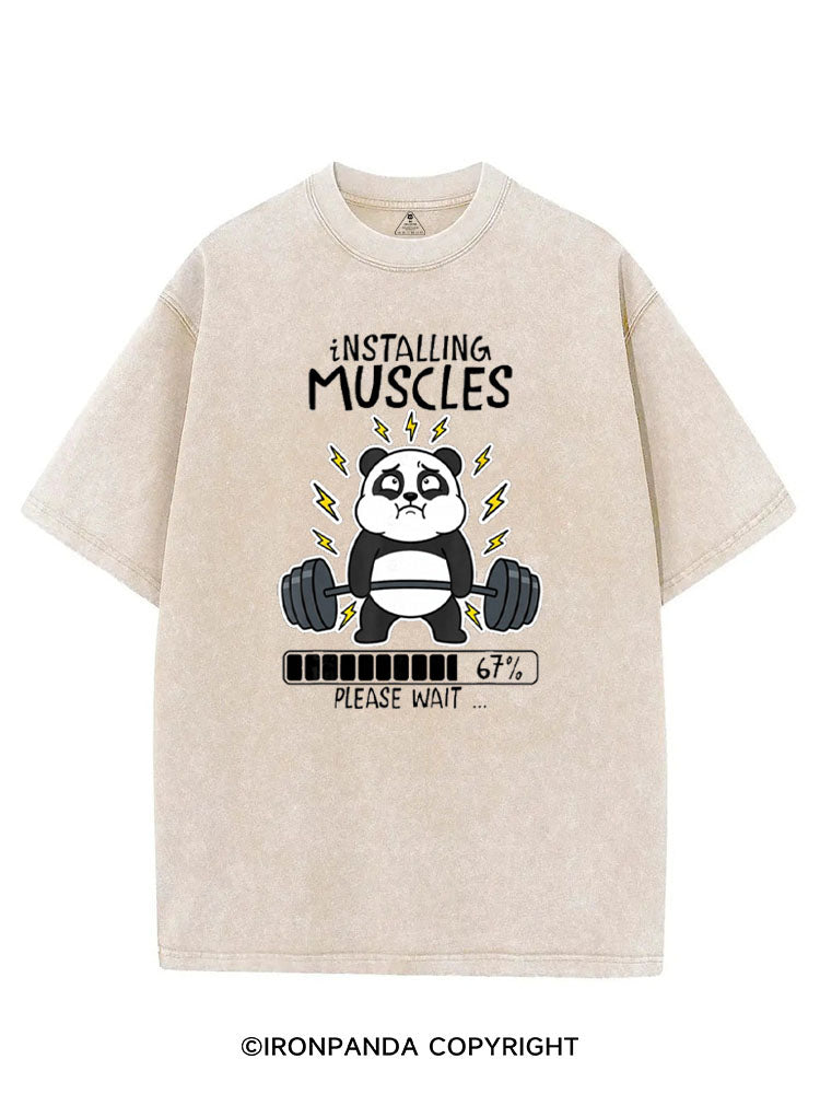 INSTALLING MUSCLES PLEASE WAIT VINTAGE GYM SHIRT