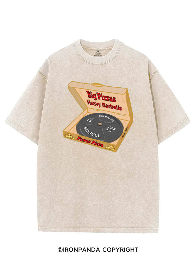 BIG PIZZAS HEAVY BARBELLS VINTAGE GYM SHIRT