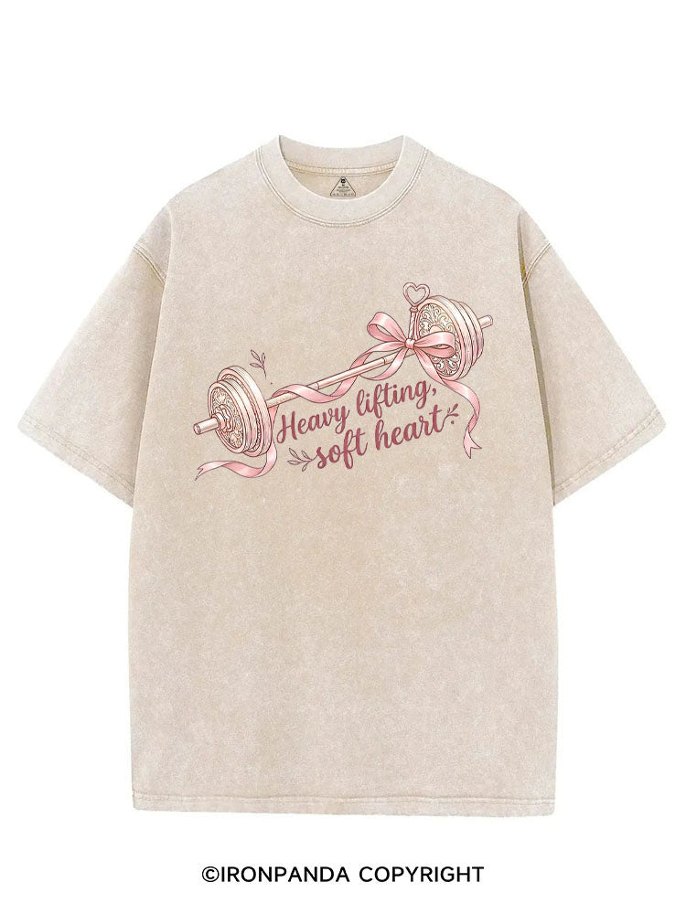 HEAVY LIFTING  SOFT HEART VINTAGE GYM SHIRT