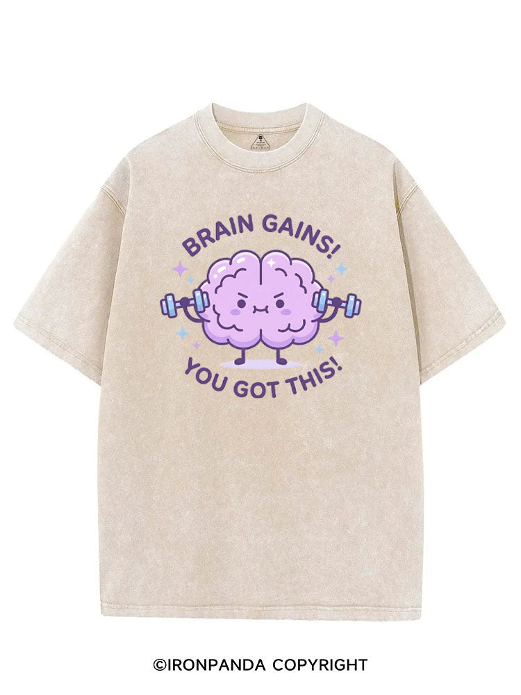 BRAIN GAINS! YOU GOT THIS! VINTAGE GYM SHIRT