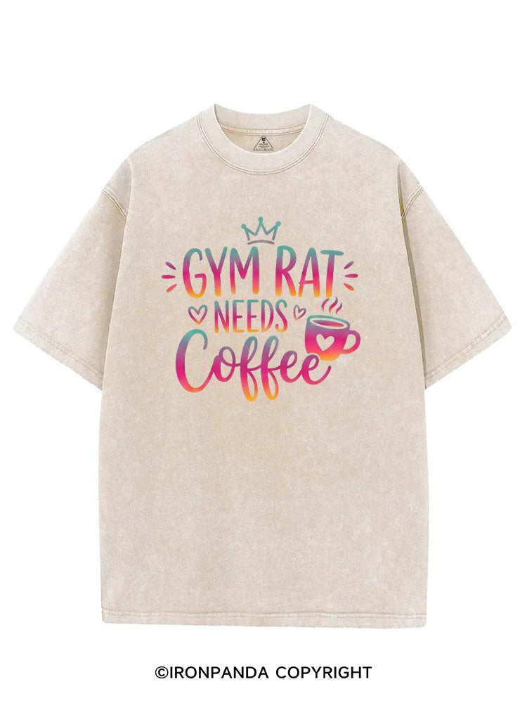 GYM RAT NEEDS COFFEE VINTAGE GYM SHIRT
