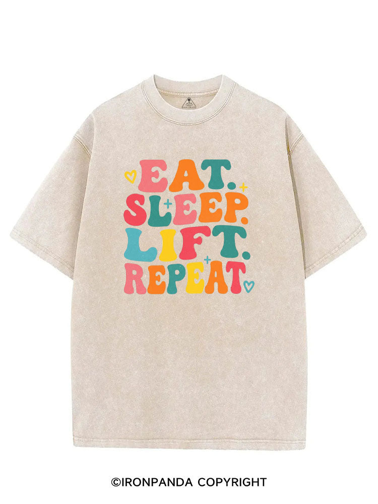 EAT SLEEP LIFT REPEAT VINTAGE GYM SHIRT