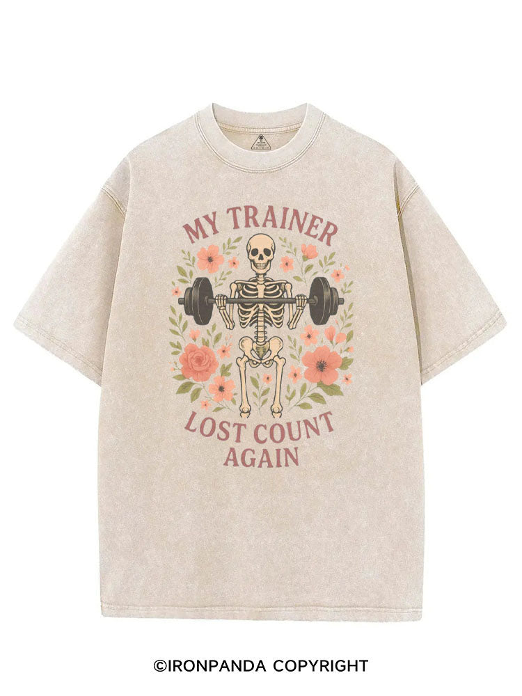 MY TRAINER LOST COUNT AGAIN VINTAGE GYM SHIRT