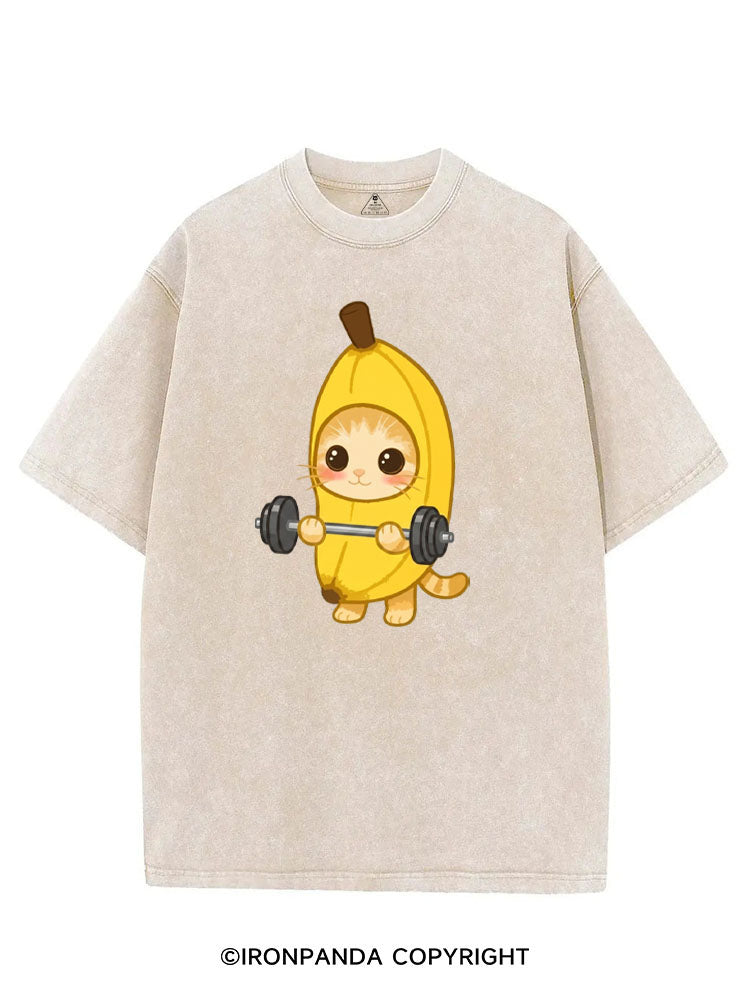 BANANA LIFTING KITTY VINTAGE GYM SHIRT